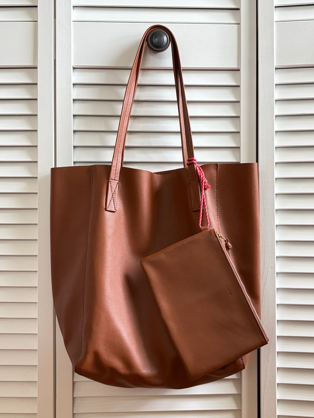 J. Crew Carryall Leather Tote With Detachable Pouch